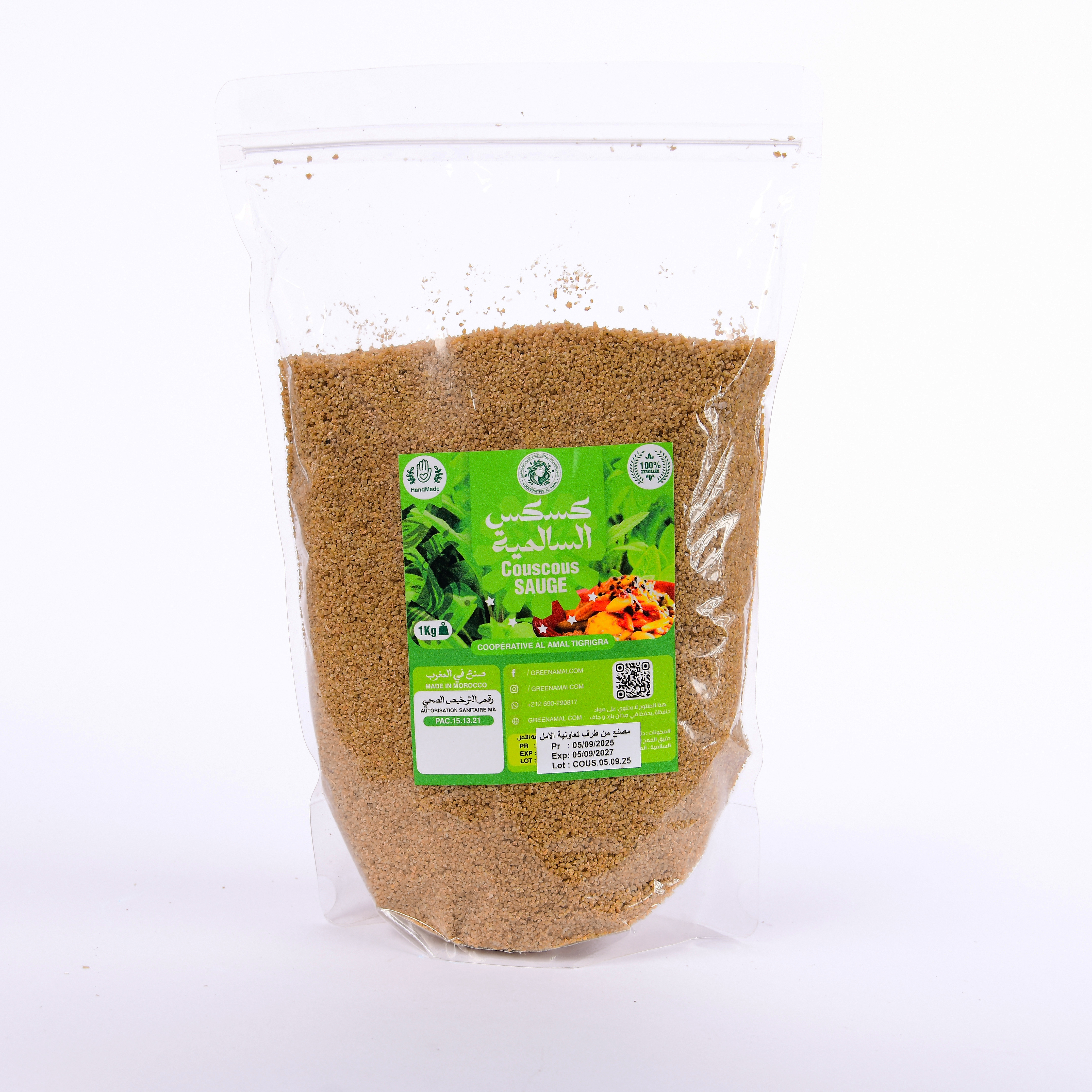 Couscous :khoumassi herbes ,complet,sauge ,hmamer,orge,mais ,lentilles ,(SACHET PLASTIQUE 1Kg)