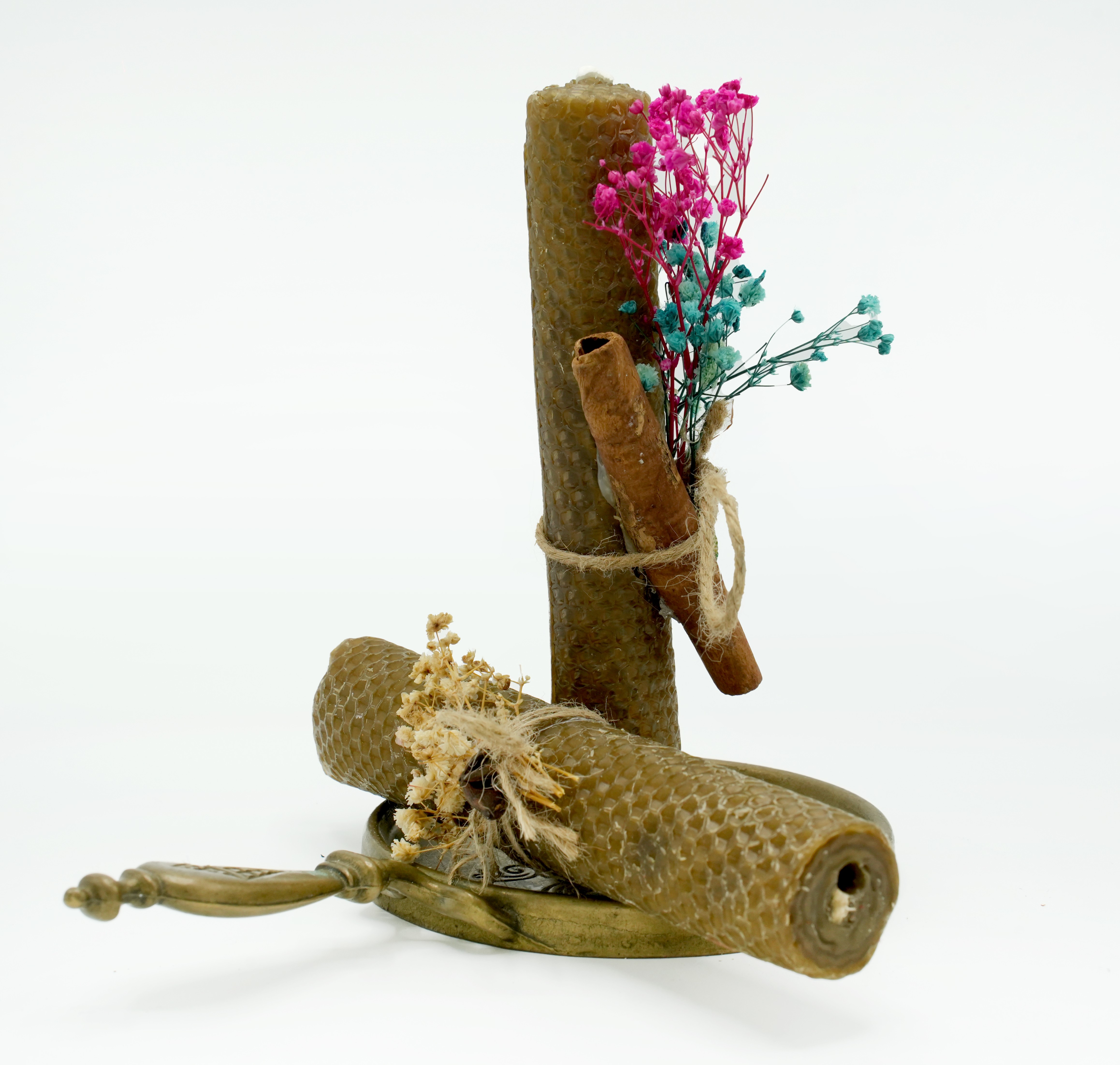 Bougie en cire d'abeille naturelle brute