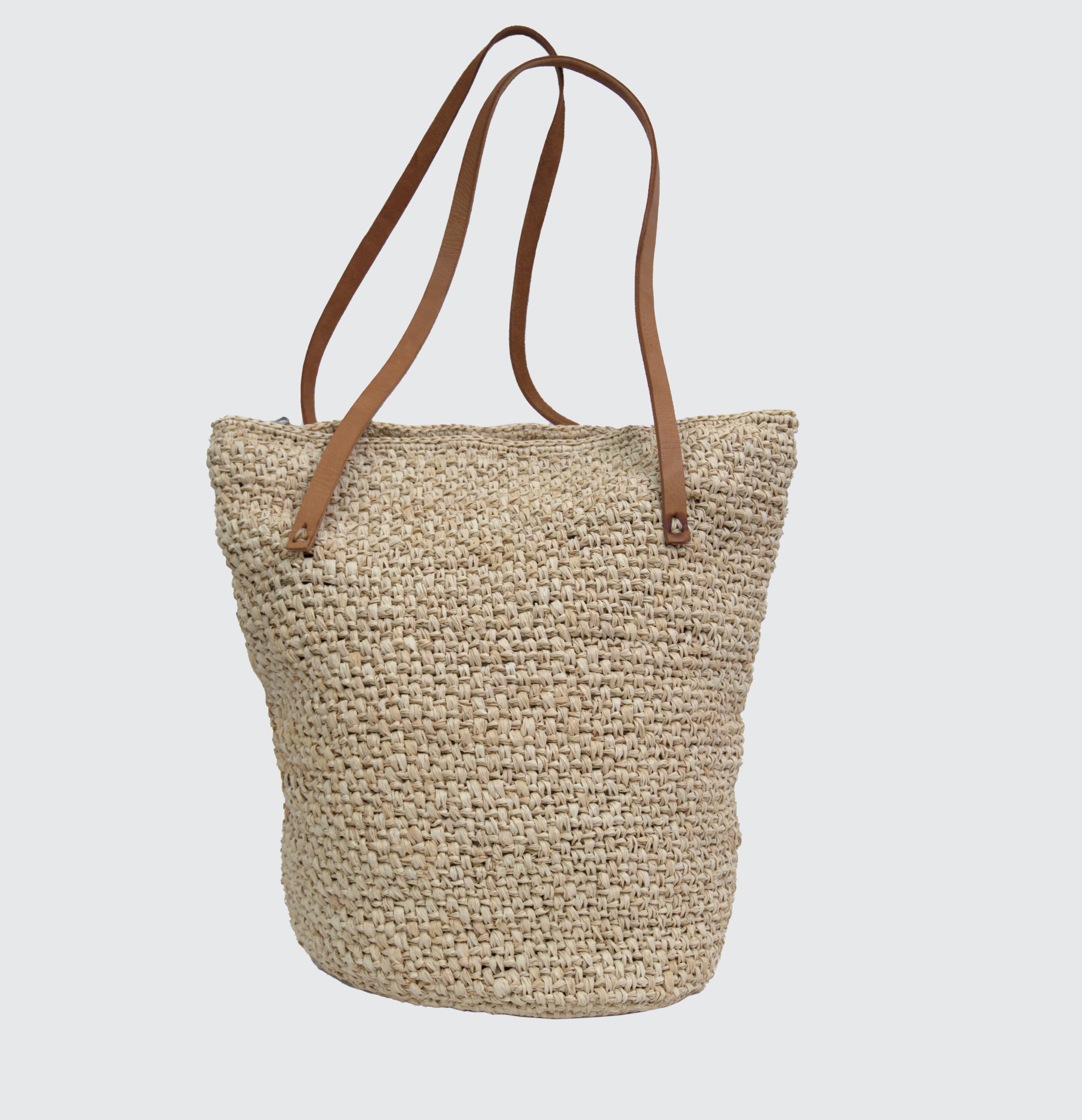 Panier En Raphia Et Cuir