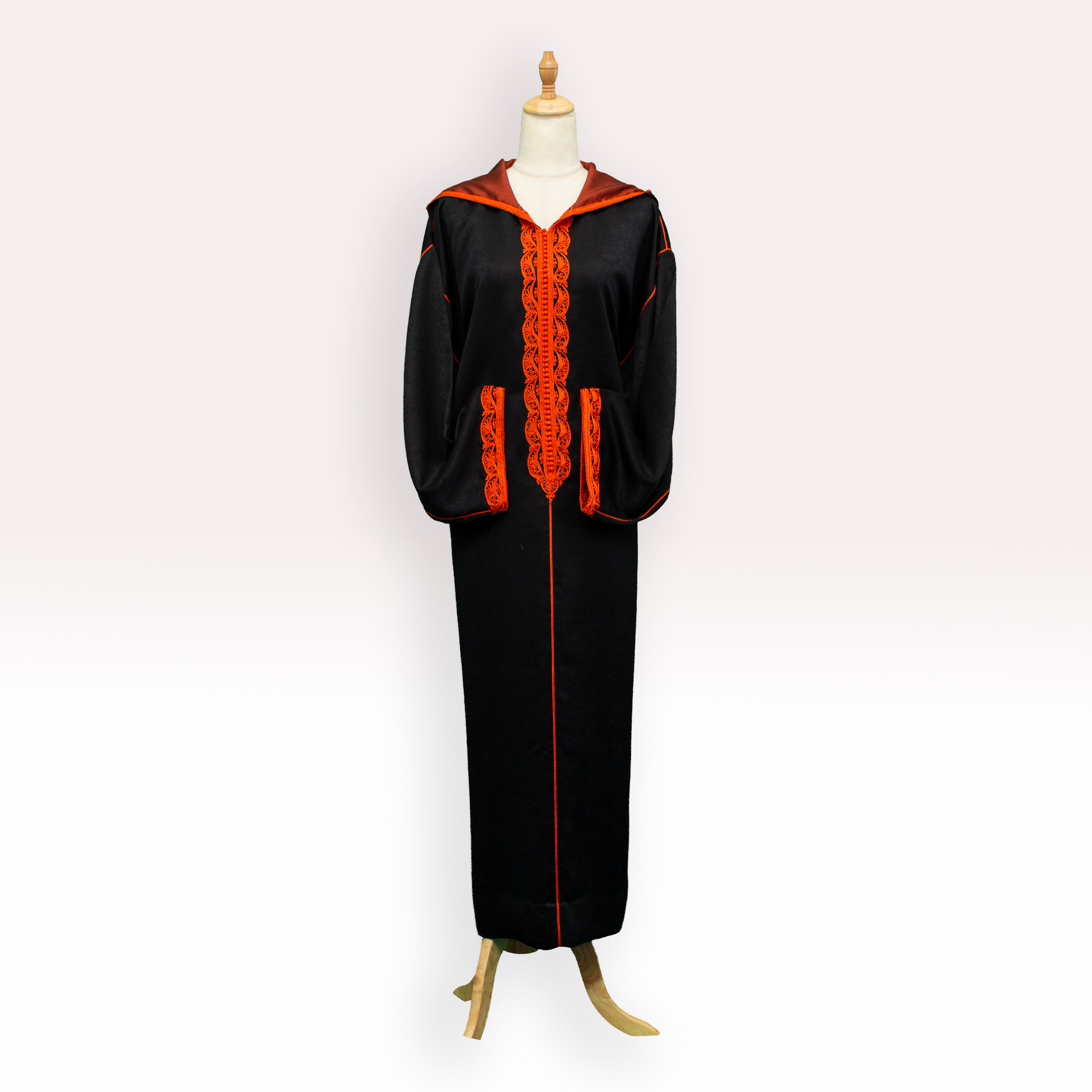 Djellaba Mlifa Soie Noire (1 pièce)