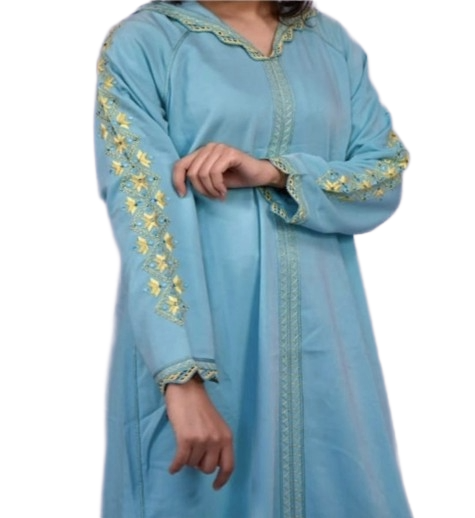 Djellaba Bleu Ciel Brodée