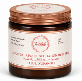 Savon noir à la fleur d’oranger :rose/ romarin/ eucalyptus/ nila