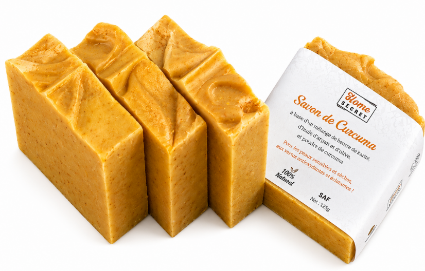 Savon à la base de glycérine (Nila / curcuma) /Savon en barre (coquille / soufre / réglisse / charbon)