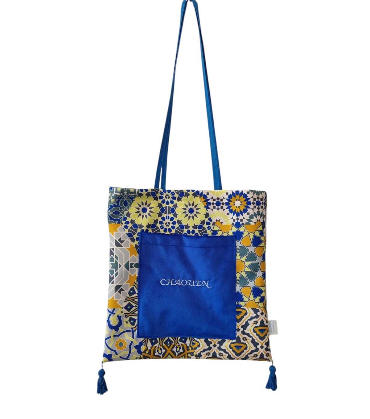 Sac à main (motif Zellige marocain) en découpe de laine naturelle