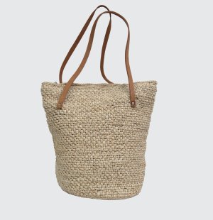 Panier En Raphia Et Cuir