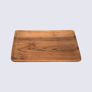 Plateau de service rectangulaire en bois artisanal de noyer