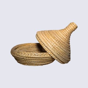 سلة طاجين كبيرة مزينة بطرّاز