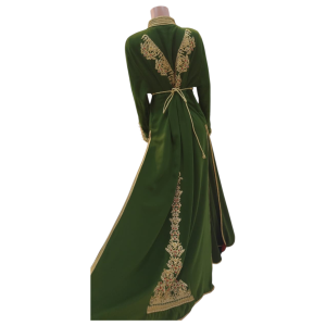 Caftan doublé en crêpe avec tarsan et sfifa Noss Dziri